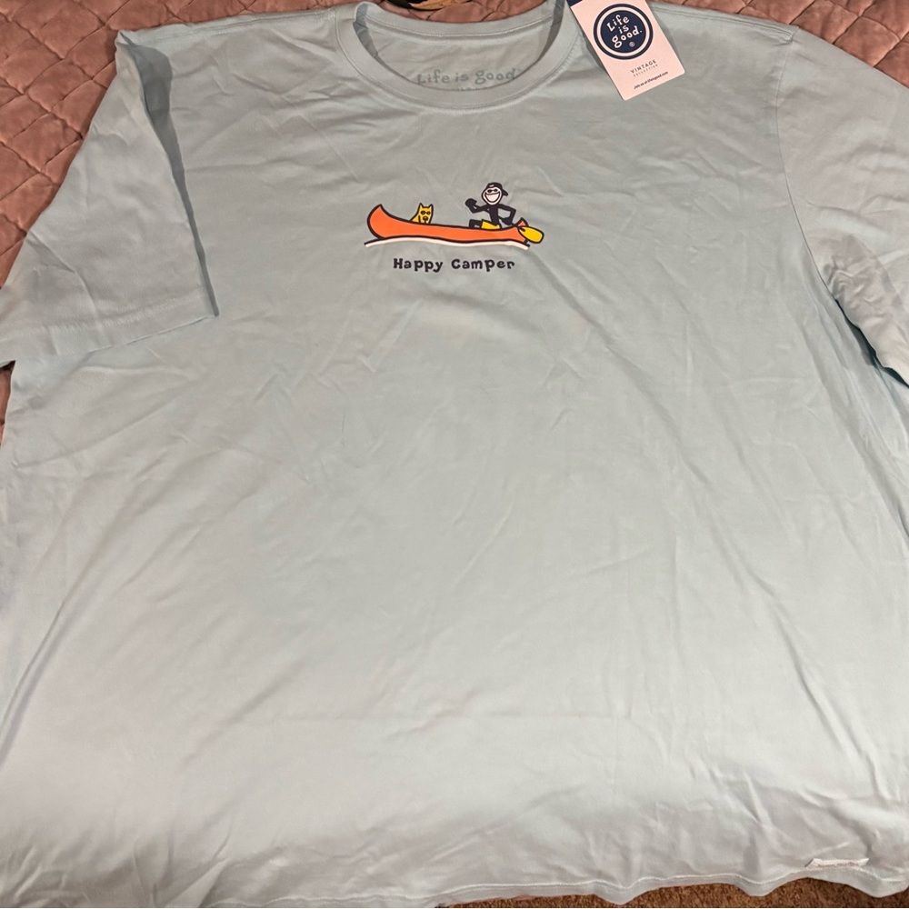Life Is Good Light Blue Canoe Adventure Tee